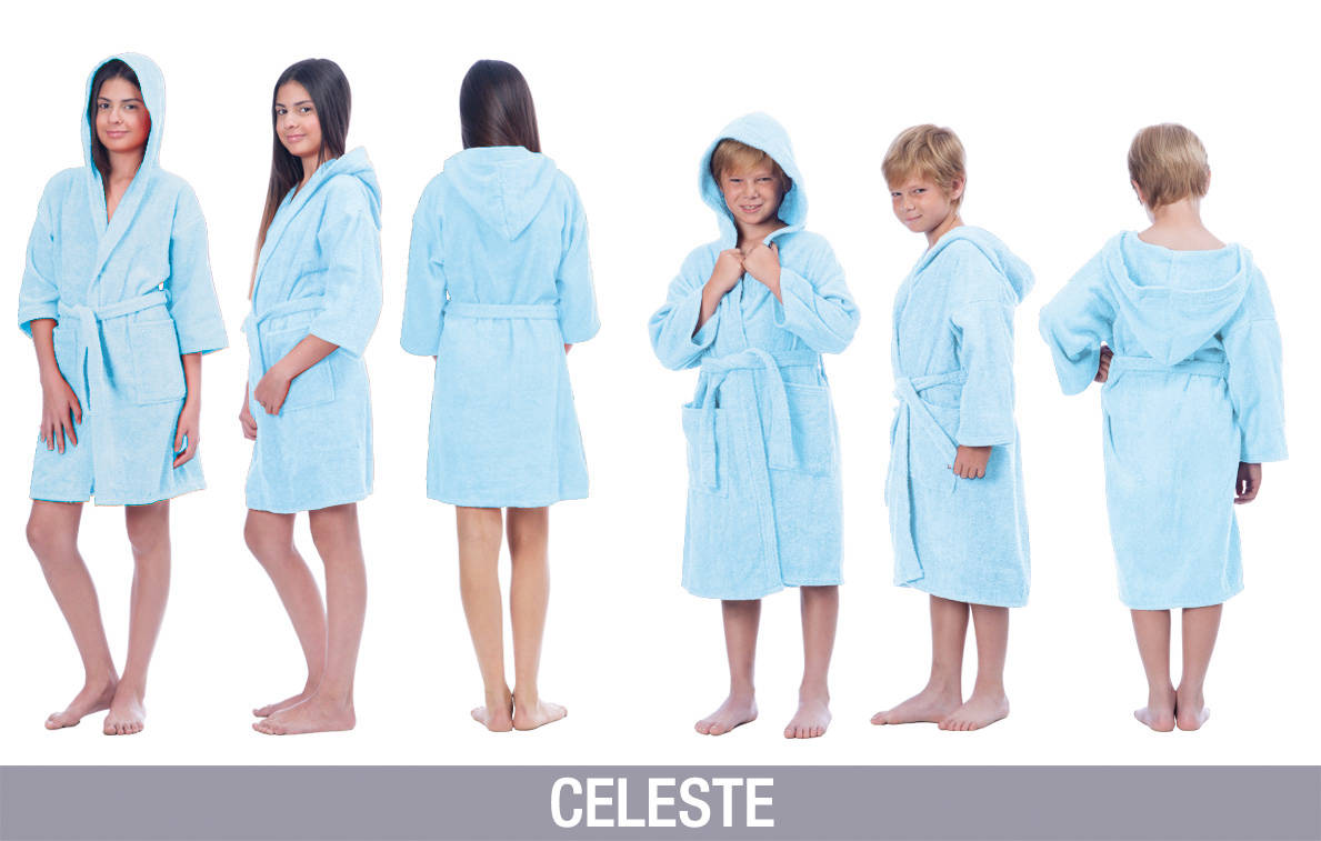 Bata Seclar Niños con capucha Celeste