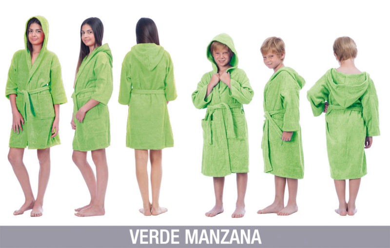 Bata Seclar Niños con capucha Verde Manzana